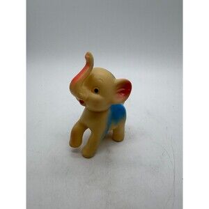 Vintage 1960s Tiny Elephant Trunk Up Rubber Squeak Toy 3"